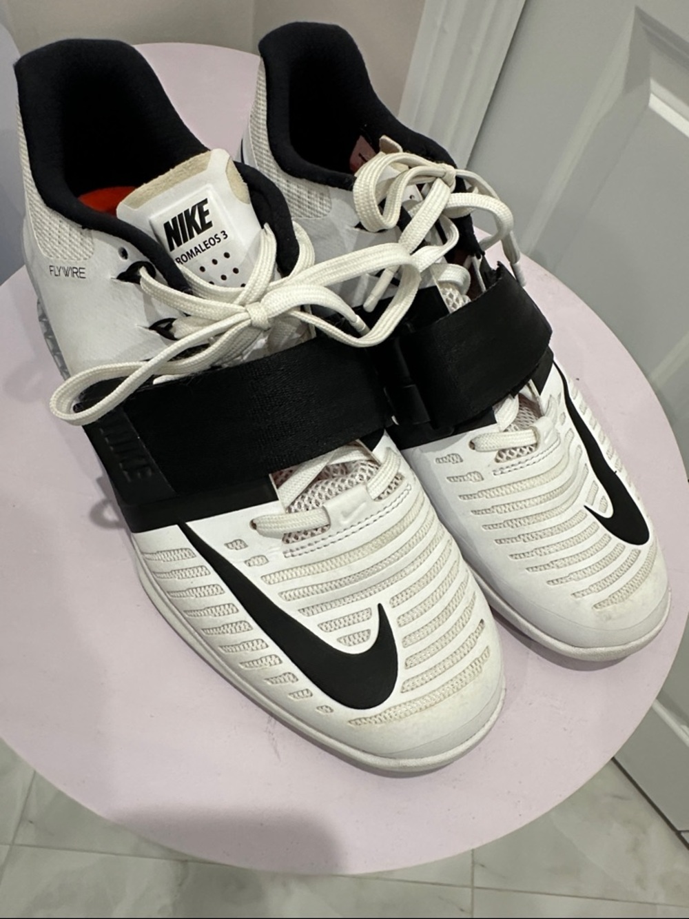 Nike White & Black Romaleos 3 Weightlifting Shoes